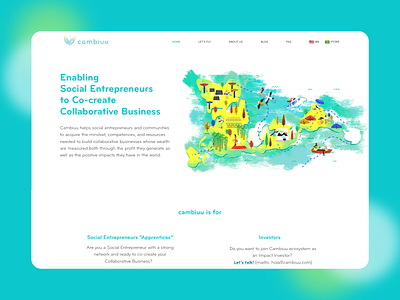 Cambiuu - Home #1 design education green home page illustration lading page ui ux web design yellow