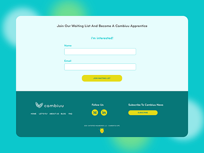 Cambiuu - Home #3 badge creative design digital education education footer form green home page icons illustration interface lading page ui university ux web design yellow