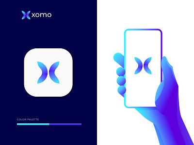 Xomo App Logo Branding - X - App Logo Mark abstract agency app design app logo app logo design app logo mark app logos brand identity branding corporate logo logo branding logo design logo designer logo designers logos modern app logo modern logo software company software logo