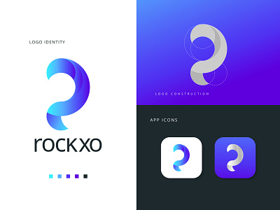 Rockxo Logo Branding - R Modern Logo Mark