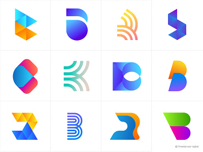 Alphabet Logo Collection - B Letter Logo Bundle abstract app logo design b letter logo b letter logo 2020 b logo marks brand identity branding gradient gradient logo collection logo branding logo design logo trends 2020 modern logo typography