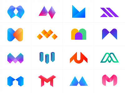 Alphabet Logo Collection - Letter M - M modern logo design conce abstract app logo design brand identity branding corporate creative gradient logo branding logo design logo designer logo designs logo trends 2020 m letter m letter logo m logo m logo design m modern logo m monogram minimal typography