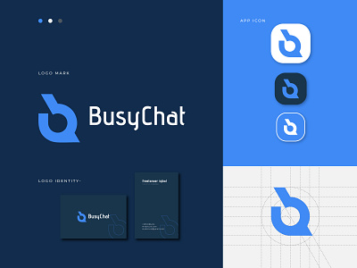 b chat logo mark - busychat logo design branding
