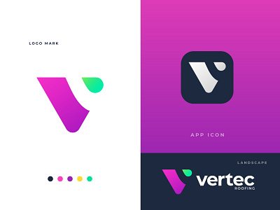 Vertec Roofing Logo - V modern Initial Letter Logo Design