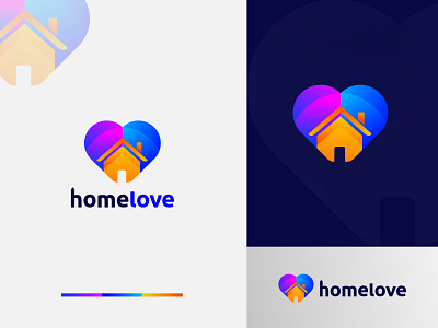 HomeLove Logo Design - Love + Home Logo Mark abstract app logo app logo design best logo designer brand identity consulting corporate creative design gradient graphic design home logo logo logo branding logo design logo designer logo trends 2020 modern logo real estate logo vector