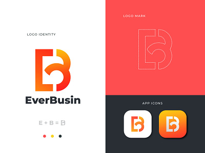 E + B Modern Business Logo Design Concept app app logo brand identity branding corporate creative design flat icon logo logo branding logo design logo designer logo designers logo trends 2021 logotype modern logo typography vector