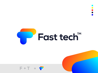 F + T Fast Tech Modern letter logo design - FT LOGO MARK abstract app logo brand identity colorful corporate design digital f logo flat ft logo gradient logo logo design logo designer logo trends 2021 modern modern logo modern logos t logo tech logo technology