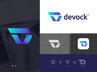 D + V Software Logo - D Logo - Software Logo Mark abstract app brand identity corporate d logo design dv logo flat logo icon logo logo animation logo design logo designer logo mark logotype minimal modern symbol typography v logo