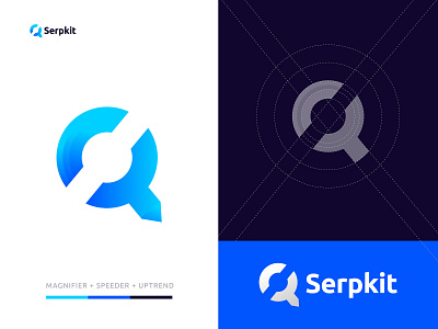 Serpkit Logo Design - Seo Tool Logo Design - Magnifier Logo