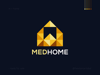 Medhome Logo Design - M + Home Combination Logo Mark ( Unused ) abstract logo app logo design brand branding construction logo consulting logo corporate design home logo illustrator landmark logo logo logotype m m house logo m logo modern logo real estate logo vector website logo