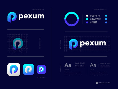 Pexum Logo Design - P Modern Logo - Logo Branding Design 2021 abstract app logo design brand identity branding business company creative design icon logo logo design logo designer logo inspiration modern logo p p letter p logo trendy logo vector