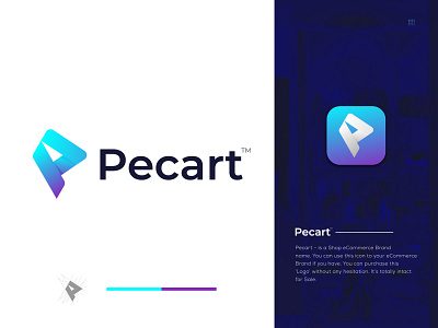 Pecart Logo Mark - P Letter Logo - P Modern Shop Logo abstract app logo design brand identity branding cart creative design ecommerce gradient logo letter mark logo logo branding logo design logo designer minimal modern logo p p logo shop vector