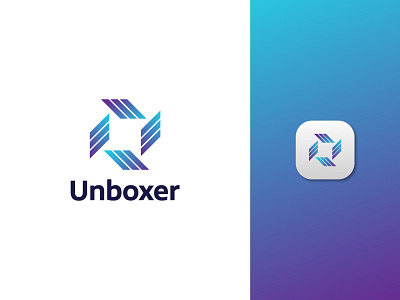 Unboxer Logo Desgin - Modern Conceptual Logo Mark app app logo design brand identity branding conceptual logo design flat gradient logo icon logo logo design logo designer logodesign minimal modern modern logo modern logo design modern logo designer unbox logo vector