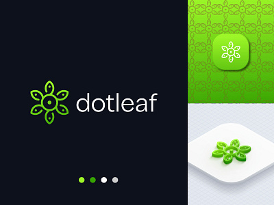 Geometric Leaf Logo Design Concept - Dotleaf Logo Mark