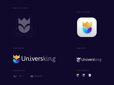 U + King Logo Mark - Universking Logo Design best logo designer brand book designer brand identity branding business logo conceptul logo design illustration k logo king logo logo logo design logo designer minimal logo modern logo royal u logo ui universe logo vector