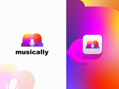 M + Microphone - Music Logo Mark beat gradient microphone music logo musically