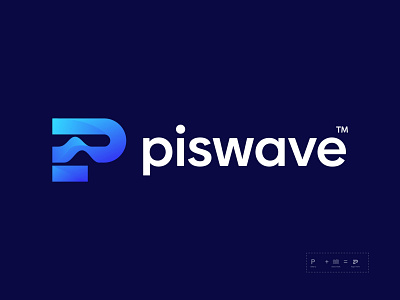 P + Wave Logo Mark abstract app logo icon design blue logo brand identity branding creative design gradient logo logo design logo designer logo mark logos logotype modern logo p p wave logo typography vector wave