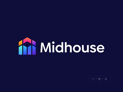 M + House Logo Mark - Modern Construction Logo abstract brand identity branding building colorful logo construction logo design gradient home landsmark logo logo design logo designer logo desinger logos m house logo m letter modern logo real estate logo vector