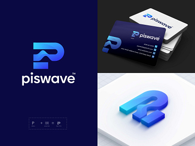 Piswave Logo Design Branding - Unused Package abstract brand guidelines brand identity branding business logo design gradient graphic design logo logo design logo design branding logo designer logo mark modern logo p logo p wave logo reveal vector visual identity wave logo