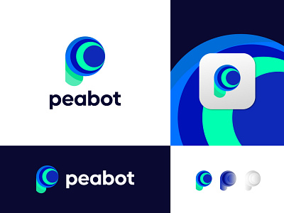 P ROBOT LOGO MARK - Modern P Logo Mark abstract logo blockchain brand identity branding clean colorful design design agency logo logo design logo designer logo mark logo trends 2022 logos modern logo p logo robot logo symbol tech logo top logo design agency