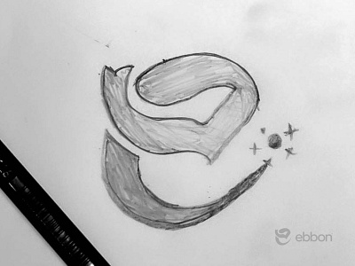 E Ribbon Logo Sketch Mark