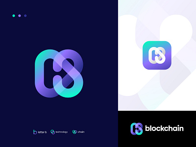 Blockchain Logo Mark | B + Crypto Chain + Tech Logo Mark