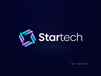 Star + Tech Logo Mark blockchain brand guidelines brand identity branding crypto logo design gradient graphic design icon identity lettering logo logo design logo designer modern logo startech tech company tech logo technical technology logo