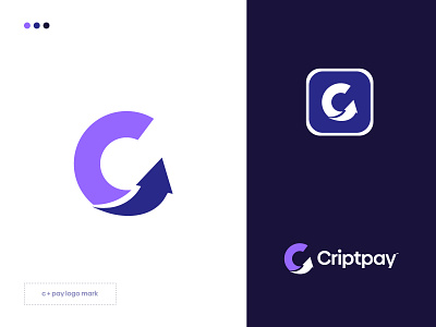 C + Pay Logo Mark - Criptpay Logo Design arrow blockchain branding c letter c logo company logo crypto logo currency logo finance logo financial invest lettermark logo minimal modern modern logo nft pay logo payment logo symbol