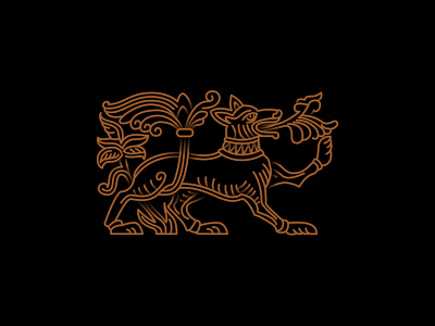 #1 Old russian mythical creature design dog fresco icon illustration logo symbol vector
