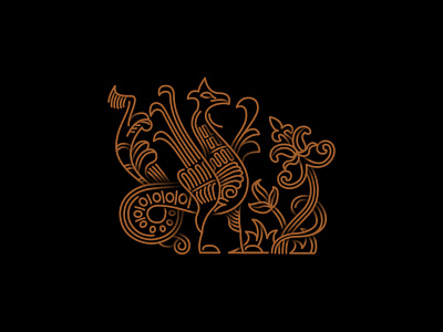 #4 Old russian mythical creature bird design icon illustration logo outline simbol
