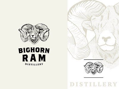 Bighorn Ram Distillery bighorn distillery halftone logo ram