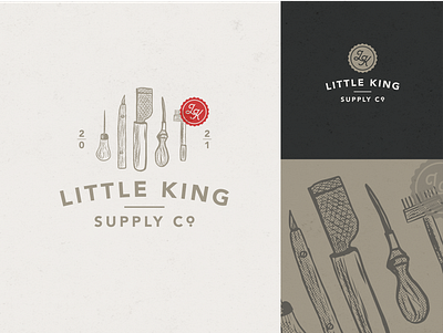 Little King Leather Goods craft design goods handcrafted illustration leather logo retro seal stamp vintage