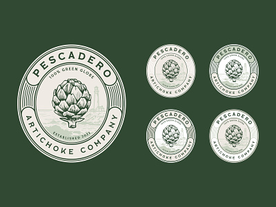 Pescadero Artichoke Co. artichoke badge illustration logo vintage
