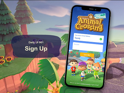 Daily UI 001 // Sign Up animal crossing animal crossing new horizons app app sign up daily ui daily ui 001 daily ui 1 daily ui challenge daily ui sign up game ui new horizons nintendo sign in sign up form sign up ux ui ui challenge uiux ux web