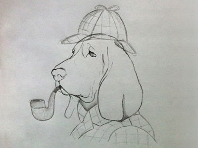 They were the footprints of a gigantic hound! dog pipe sherlock holmes sketch