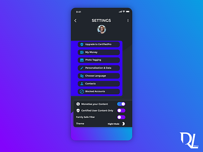 Mobile Settings Screen Design adobexd app branding dailychallenge dailyui design flat icon illustration mobile mobile ui ui user experience userinterface ux