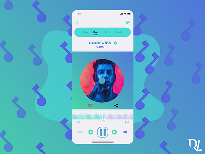 Mobile Music Player Design adobexd app branding dailychallenge dailyui design flat icon illustration mobile mobile ui ui user experience userinterface ux vector web