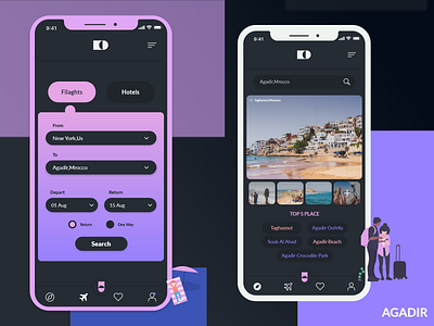 Booking App dark theme adobexd app challenge dark ui flat illustration mobile ui user experience userinterface ux