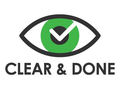 Logo Clear & Done black century check clear done eye gothic green simple