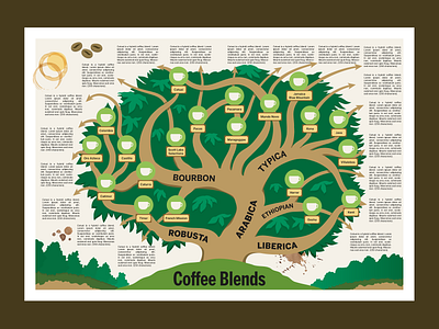 Starbucks - coffee blends blends coffee coffee blends coffee cup dataviz diagram family tree flat illustration illustrator infographic italy starbucks tree vector