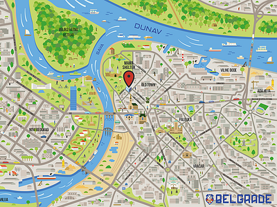 Belgrade city map for Hey Mama! belgrade flat illustration illustrator map vector