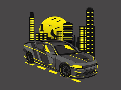 Sports car in the night city