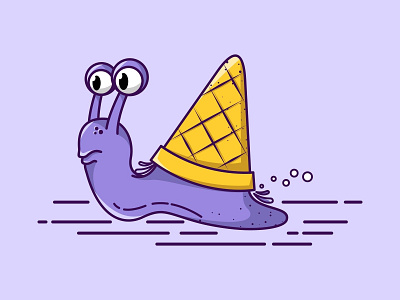 Snail with Ice creame animal animal art art character cute design flat design ice cream illustration logo snail vector