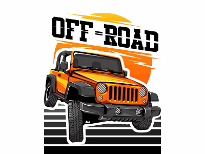 OFF-Road car with sunset illustration art automotive car design illustration racing vechile vector