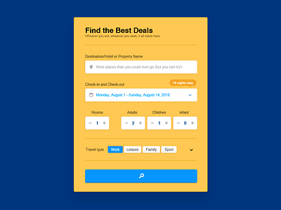 Booking.com Search Form booking booking.com interface redesign search sketch app travel ui