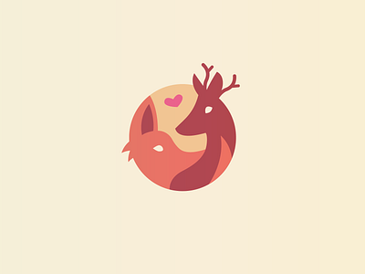 My Deer Fox badge flatdesign illustrator love minimal pictogram