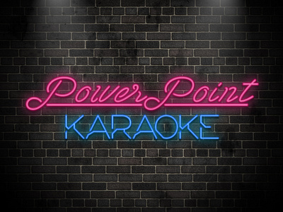PowePoint Karaoke Logo design branding branding design colours design graphic design graphic art icon illustration logo neon lights neon sign style typography vector