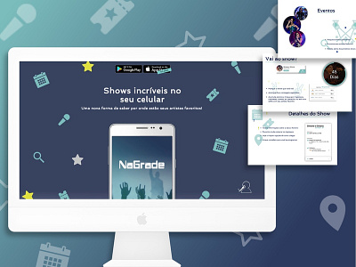 Layout do site de aplicativo - NaGrade App app design app interface design mobile music rede social show ui ux uidesign uiuxdesign ux design web deisgn website