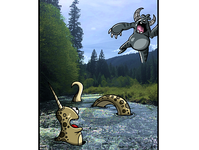 Santiam River Monsters design digital art drawing illustration illustration art director design