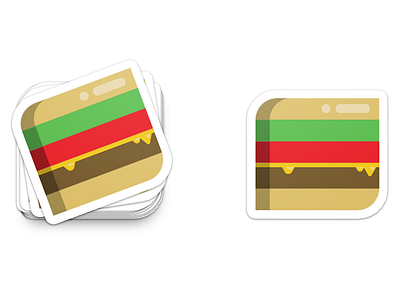 Cheeseburger Sticker/Coaster branding design icon iconography iconography graphic illustration illustration art director design logo minimalist design minimalist logo vector